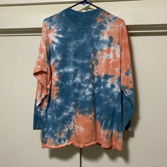 We the Free long sleeve, blue, peach & white tie dye tunic, size S - Picture 1 of 10